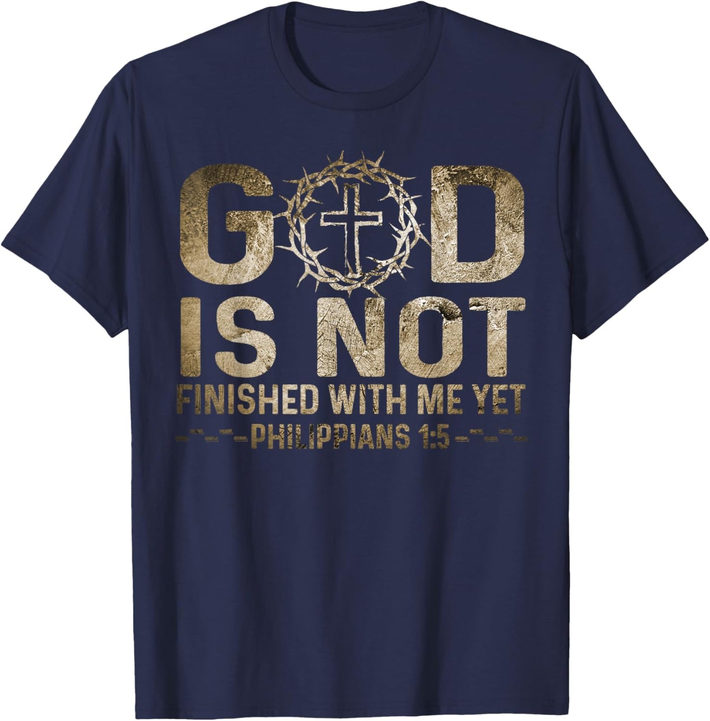 Retro God Is Not Finished With Me Yet Christian Religious T-Shirt - T-Shirt | Navy