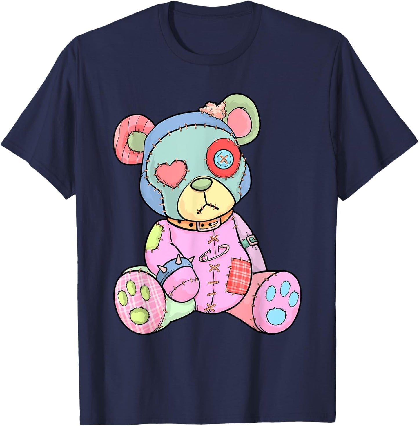 Pastel Goth Teddy Bear Japanese Anime Kawaii Menhera Small T-Shirt - T-Shirt | Navy
