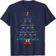 Christmas Tree Lights Santa Hat ELF Crow Xmas Tree T-Shirt - T-Shirt | Navy