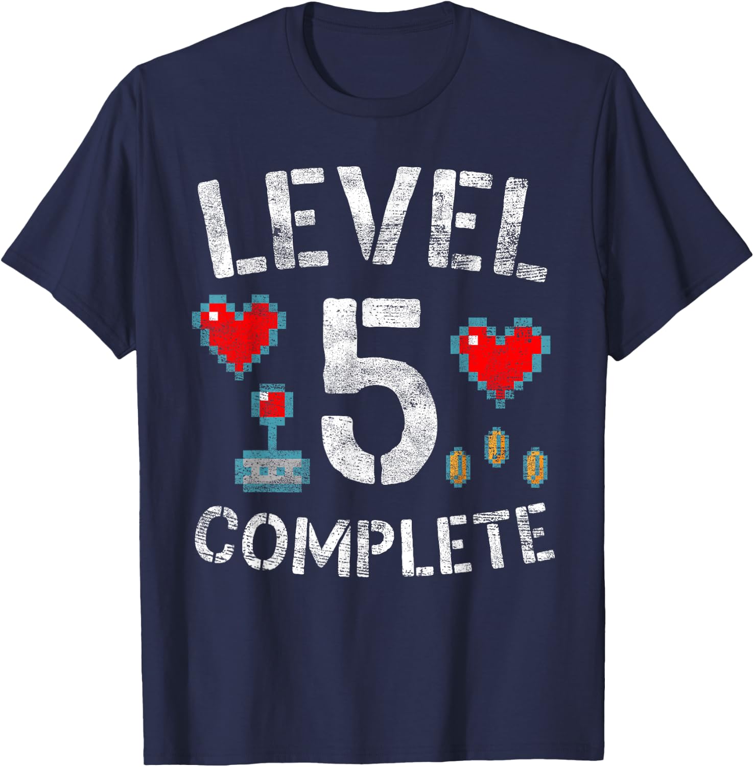 Level 5 Complete 5th Wedding Anniversary Video Gamer T-Shirt - T-Shirt | Navy