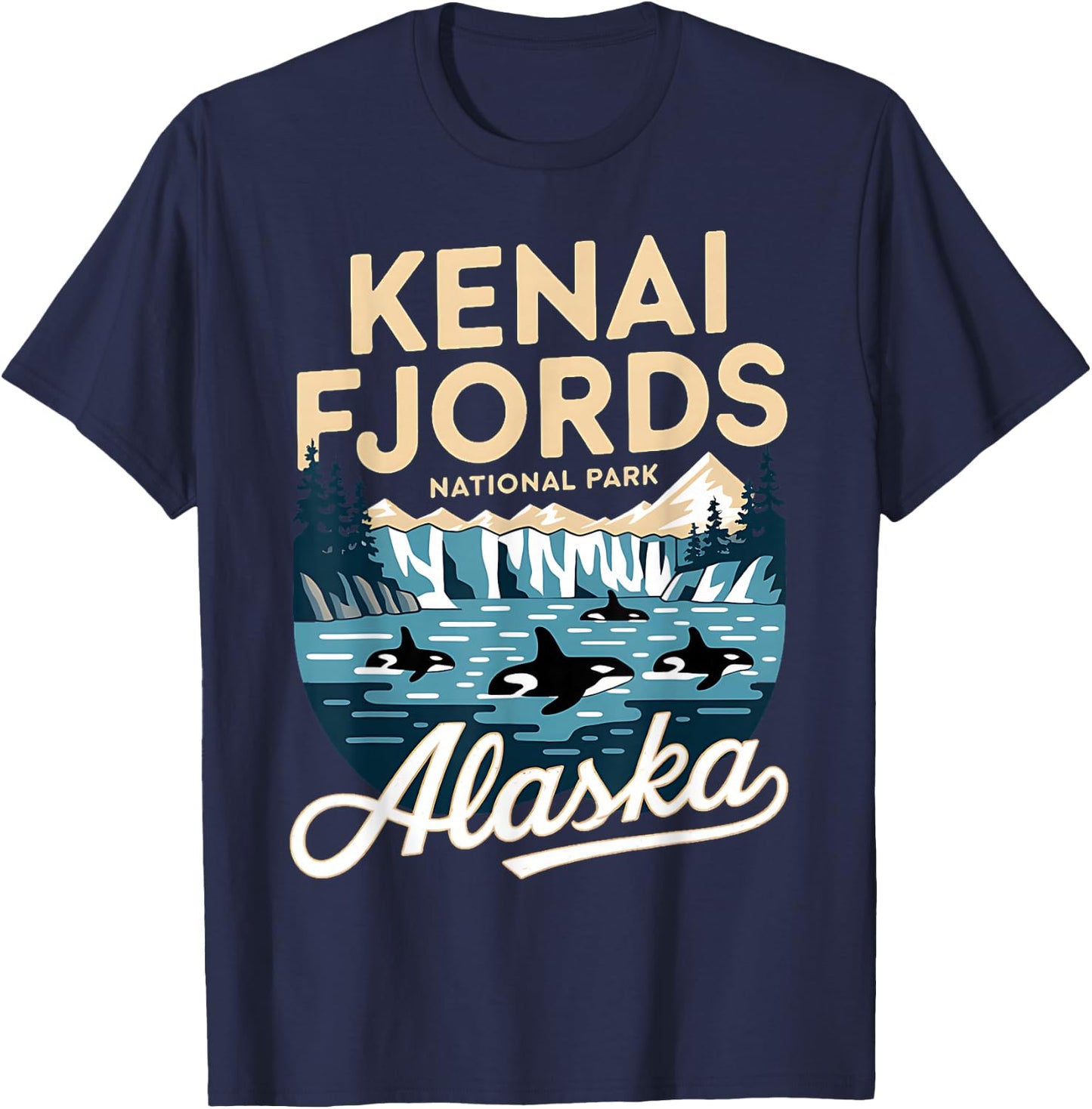 Explore Whale Orca Kenai Fjords National Park Alaska T-Shirt - T-Shirt | Navy
