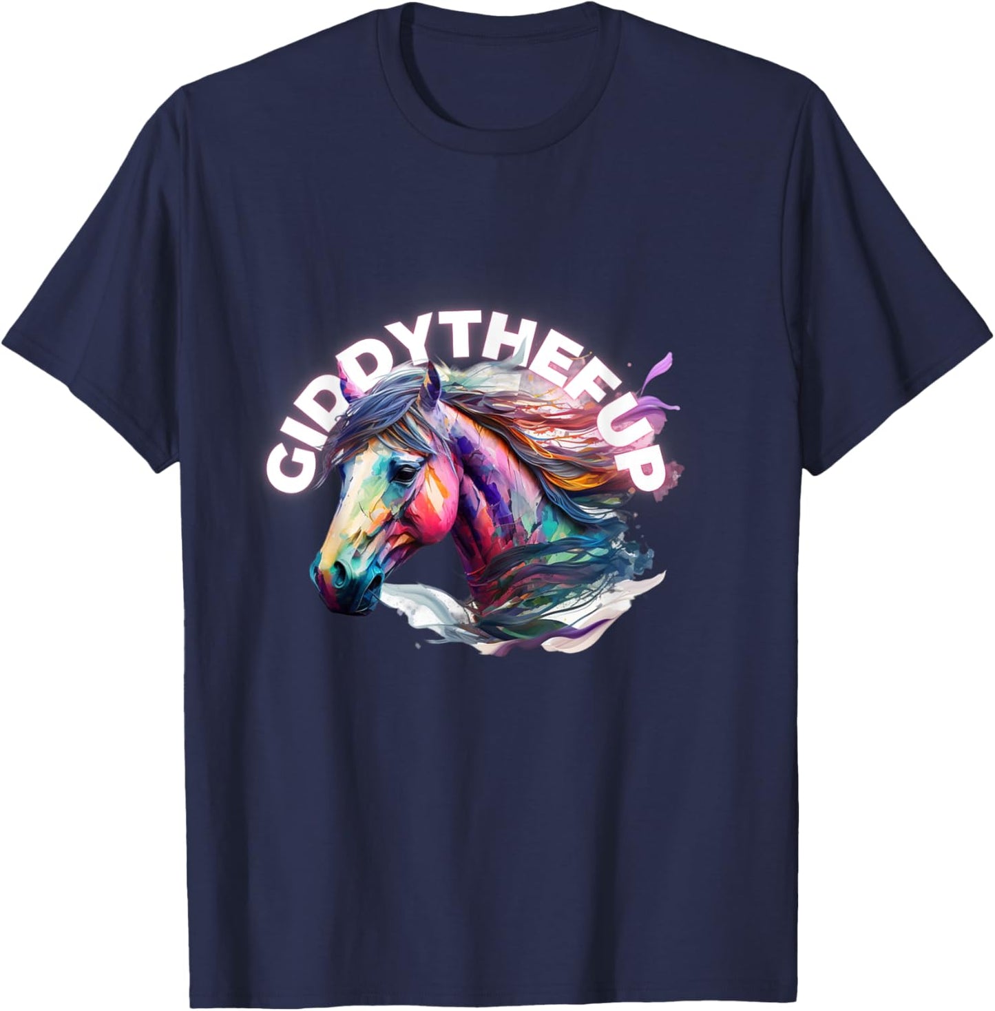 Funny Race Horse Giddy the F Up T-Shirt - T-Shirt | Navy
