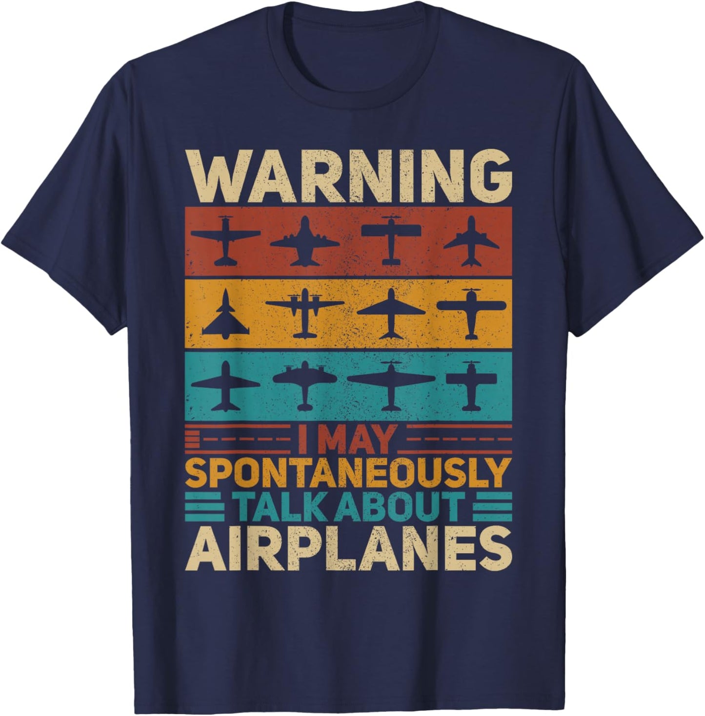 I May Talk About Airplanes Vintage Pilot & Aviation Airplane T-Shirt - T-Shirt | Navy