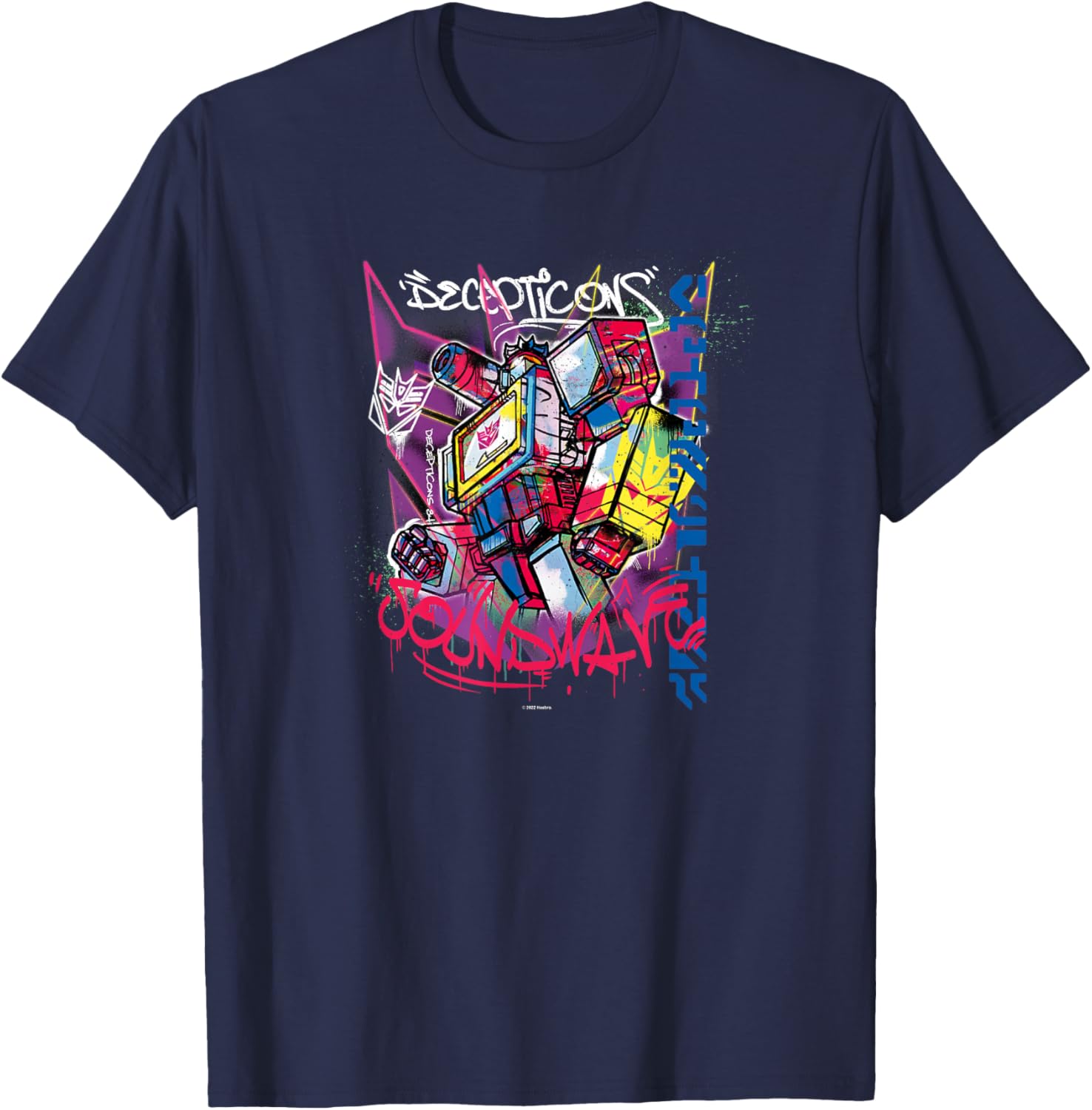 Transformers Soundwave Graffiti Painted Wall Portrait T-Shirt - T-Shirt | Navy