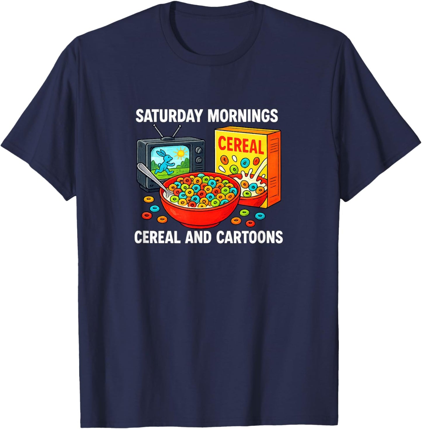 Saturday Mornings - Cereal and Cartoons T-Shirt - T-Shirt | Navy
