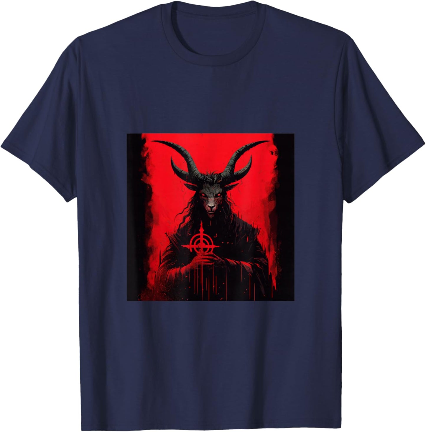 Goat AntiChrist Satanism Devil Seal Goth Occult Satan T-Shirt - T-Shirt | Navy