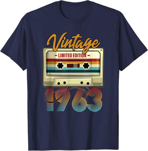 Vintage 1963 62nd birthday cassette tape women B-day T-Shirt - T-Shirt | Navy