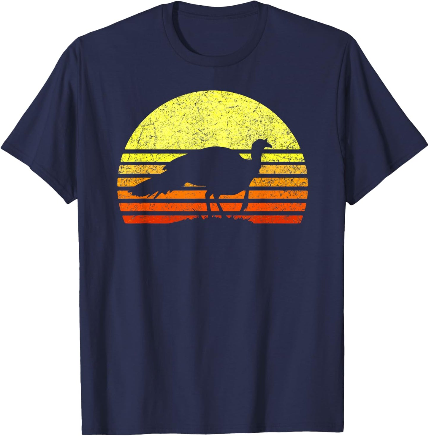 Turkey Hunting Retro Sunset Upland Bird Hunter Thanksgiving T-Shirt - T-Shirt | Navy