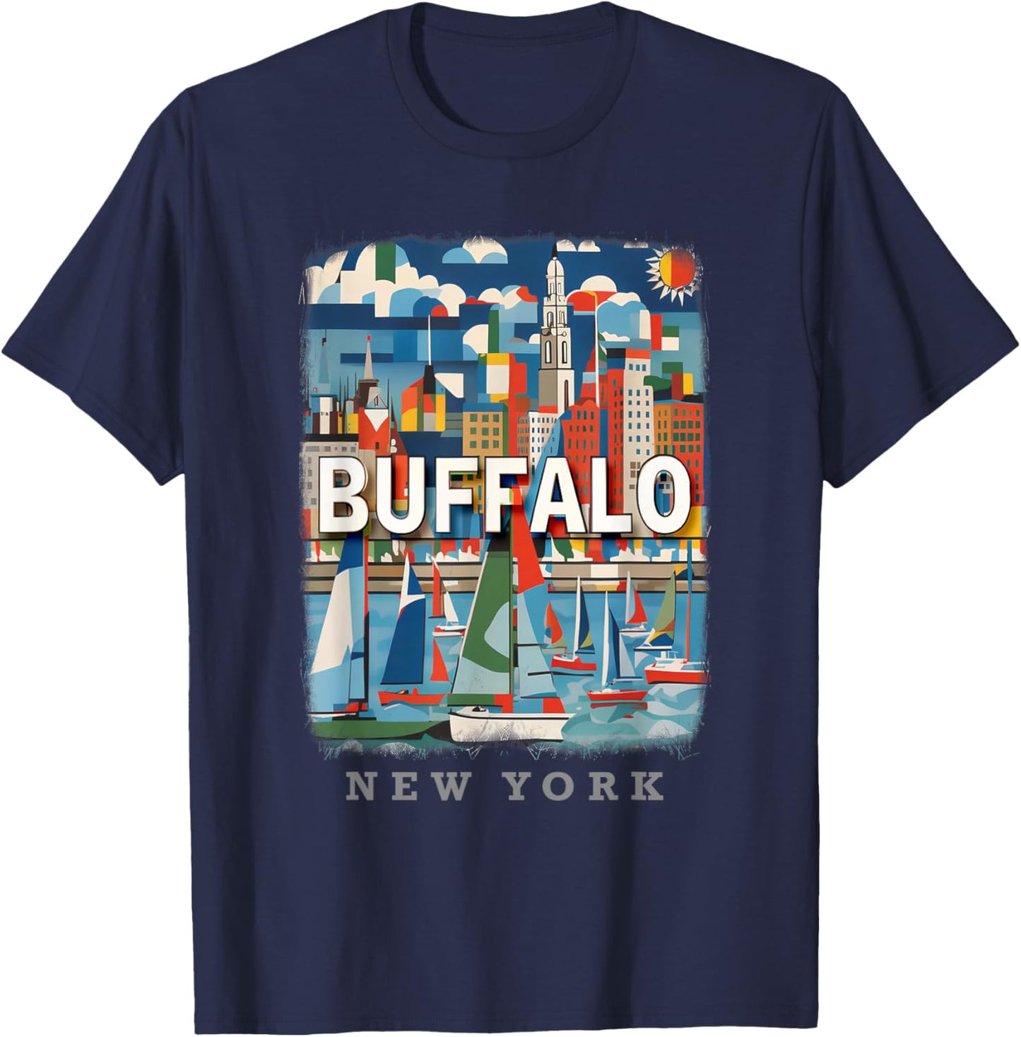 Buffalo New York NY Waterfront Wonder SD391 T-Shirt - T-Shirt | Navy