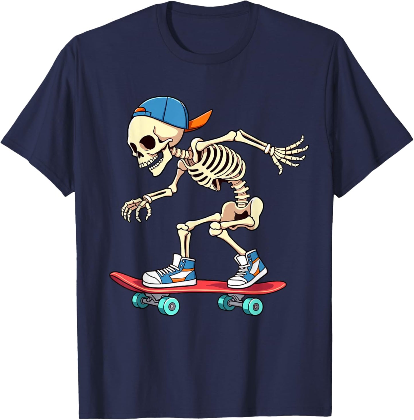 Skeleton Skateboarding Skater Street Skating Boys Kids T-Shirt - T-Shirt | Navy