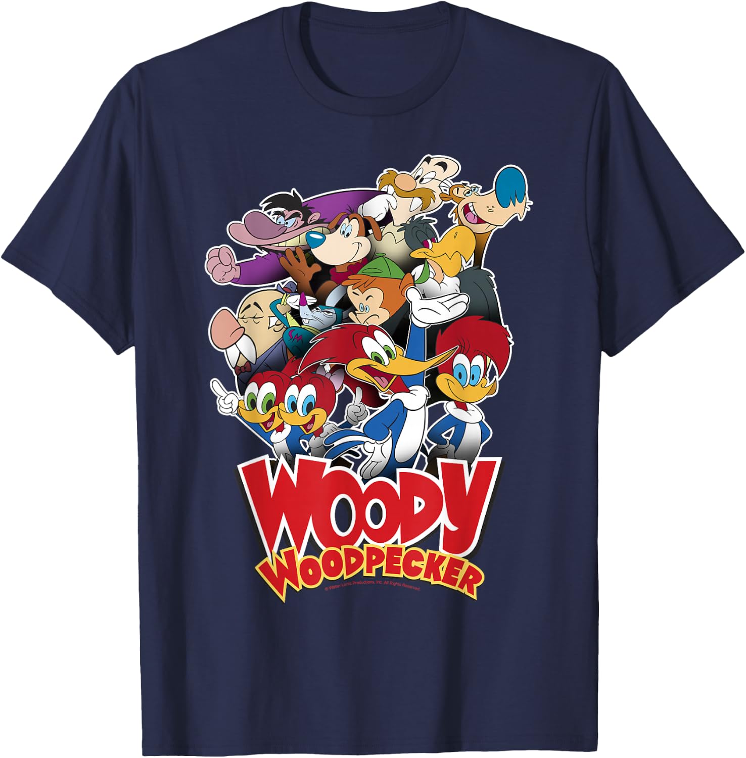 Woody Woodpecker Group Shot Vintage Poster T-Shirt - T-Shirt | Navy