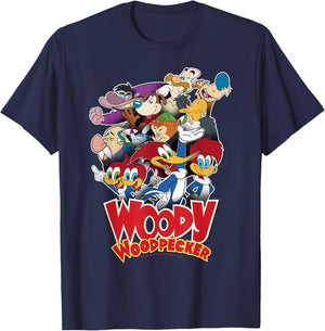 Woody Woodpecker Group Shot Vintage Poster T-Shirt - T-Shirt | Navy