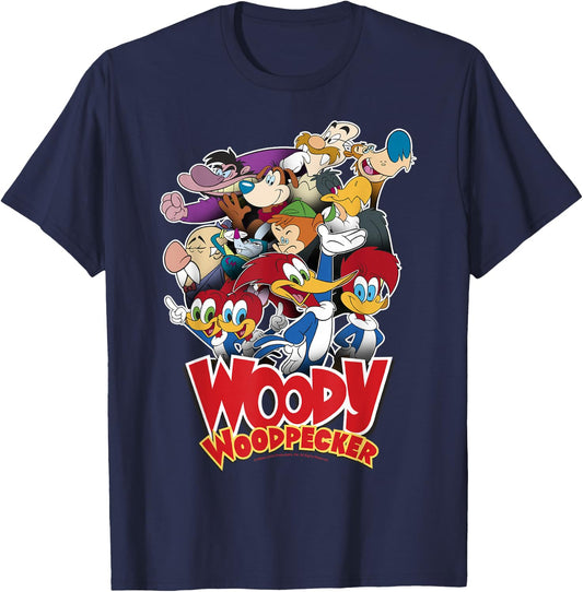 Woody Woodpecker Group Shot Vintage Poster T-Shirt - T-Shirt | Navy