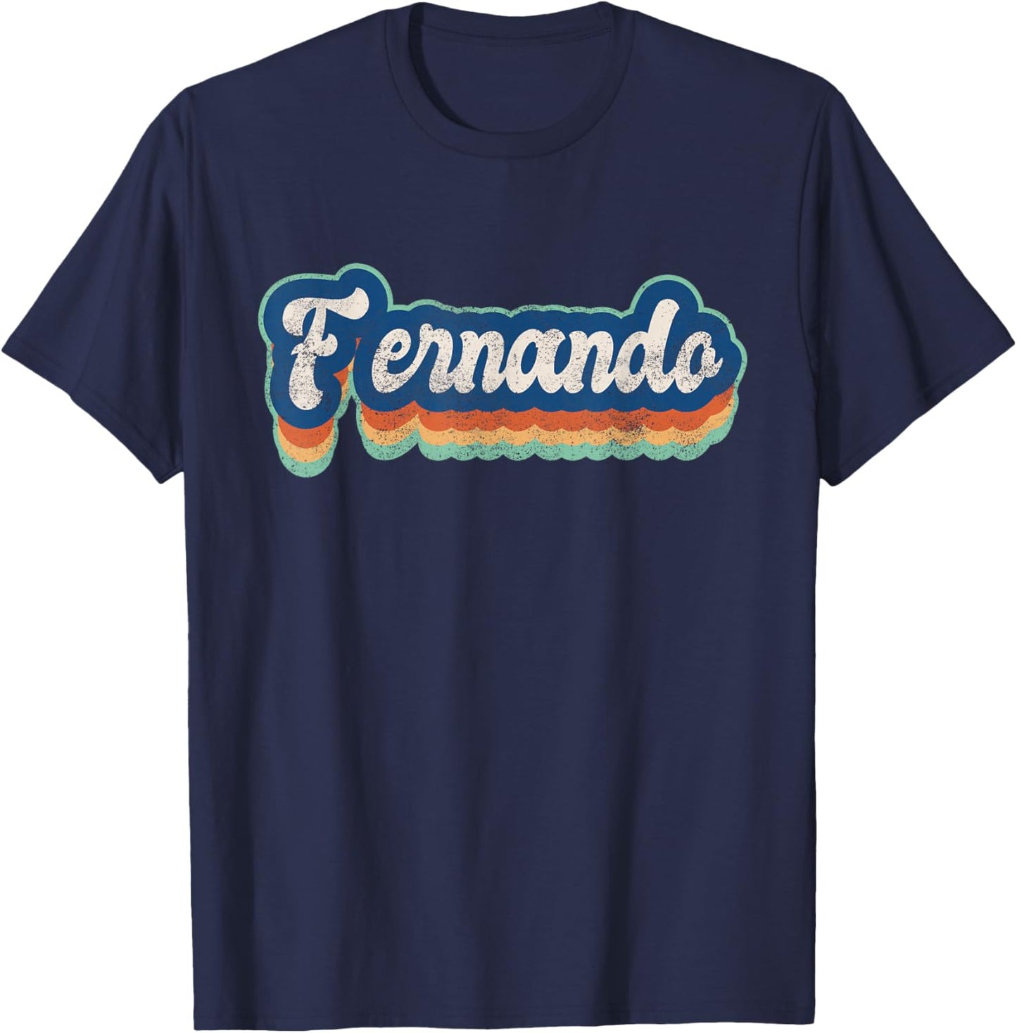 Fernando First Name Boy Vintage Style 70s 80s Personalized T-Shirt - T-Shirt | Navy