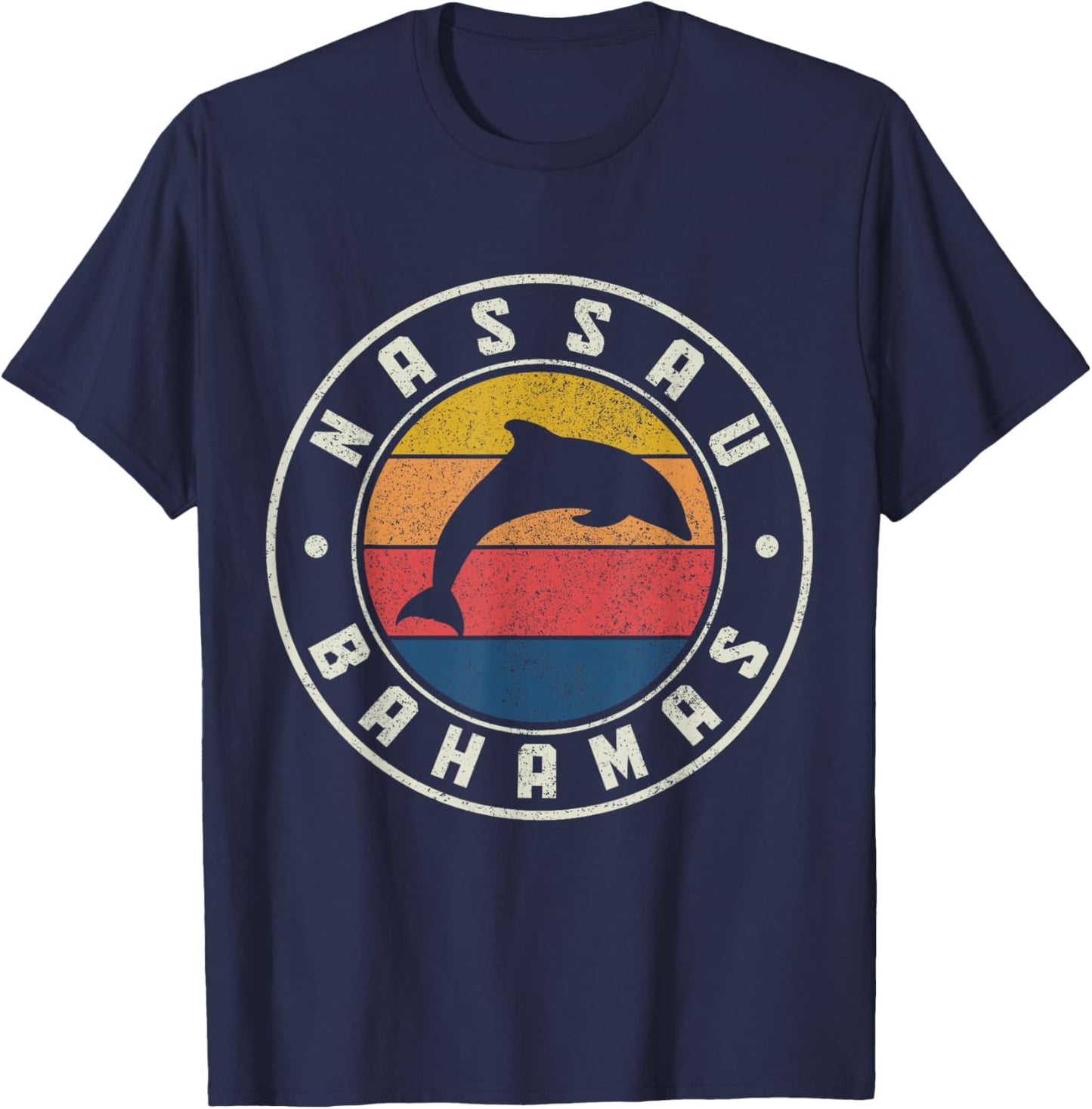Nassau Bahamas Dolphin Souvenir Vintage T-Shirt - T-Shirt | Navy