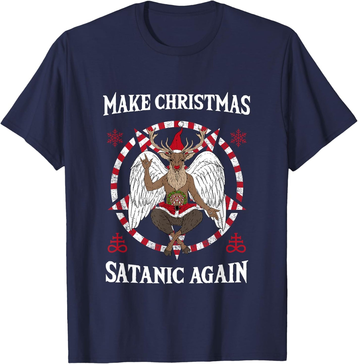 Make Christmas Satanic Again I Pentagram Death Metal Costume T-Shirt - T-Shirt | Navy