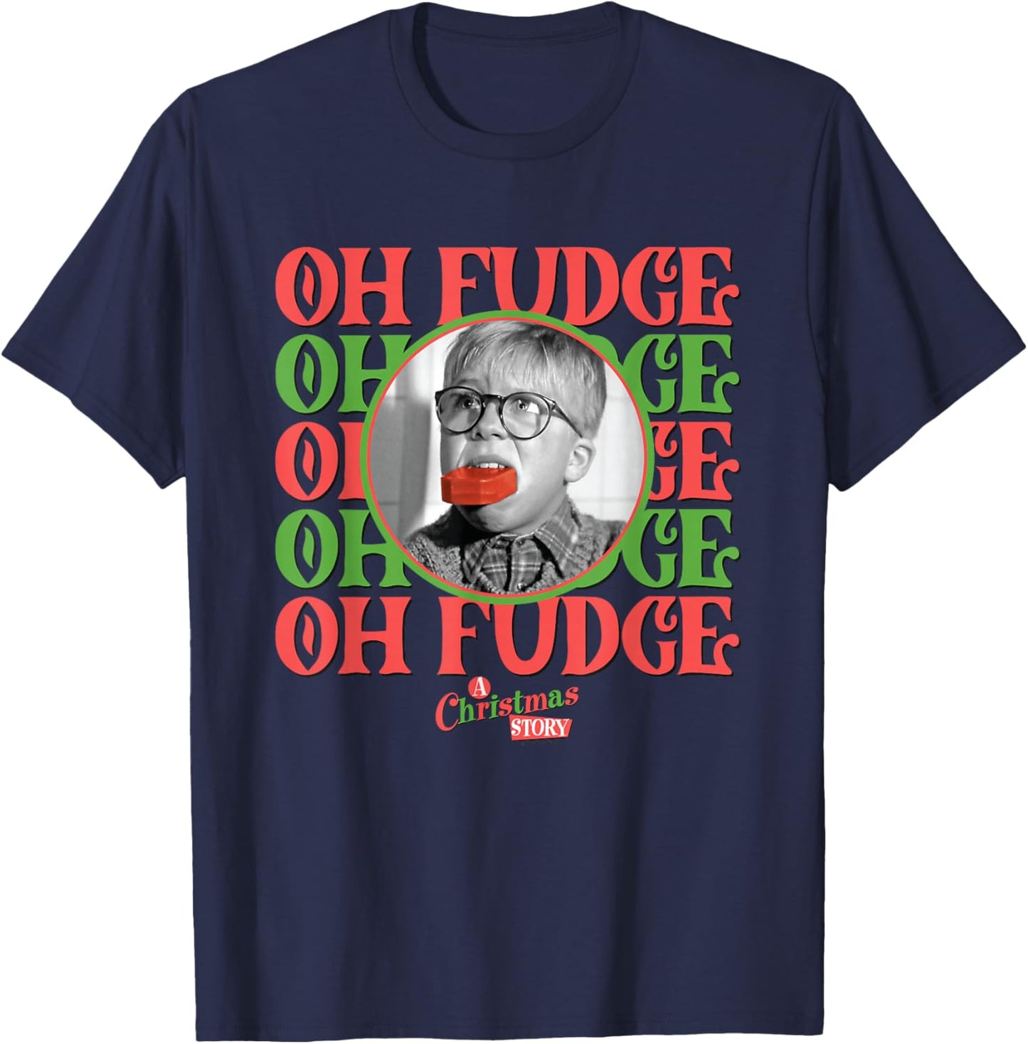 A Christmas Story - Oh Fudge Stacked T-Shirt - T-Shirt | Navy