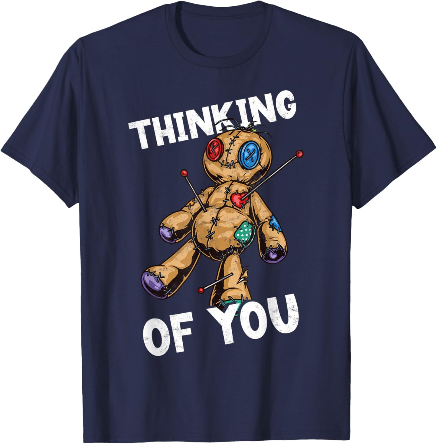 Funny Voodoo Doll Thinking of You Lazy Halloween Costume T-Shirt - T-Shirt | Navy