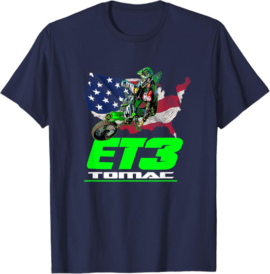 Eli Et3 Tomac Usa Flag 450sx Motocross Et1 T-Shirt - T-Shirt | Navy