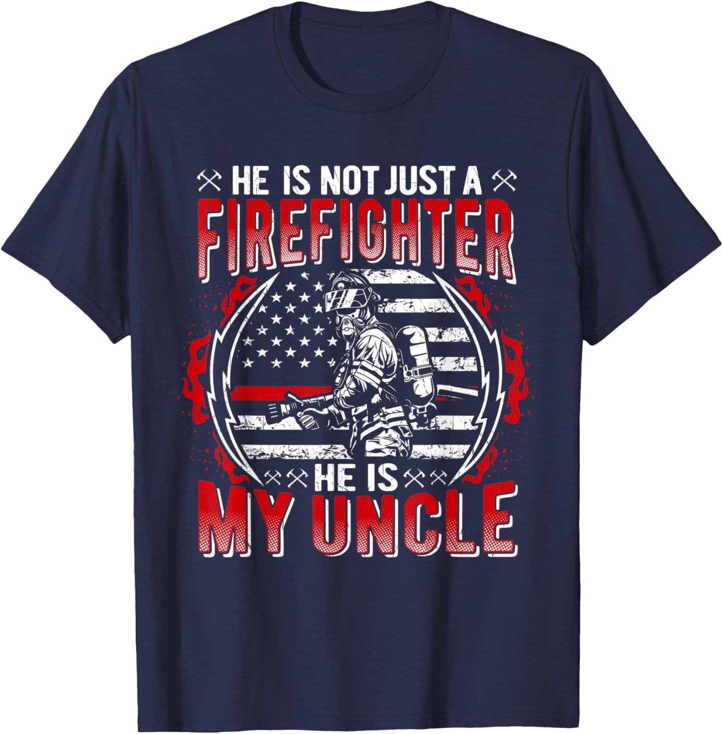 My Uncle Is A Firefighter Thin Red Line Fire Niece Nephew T-Shirt - T-Shirt | Navy