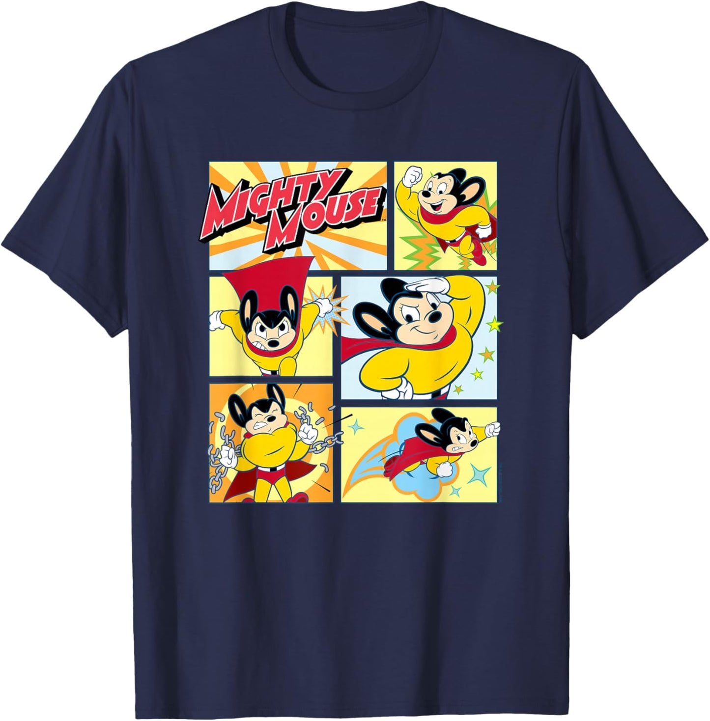 Mighty Mouse - Mighty Mouse Grid T-Shirt - T-Shirt | Navy