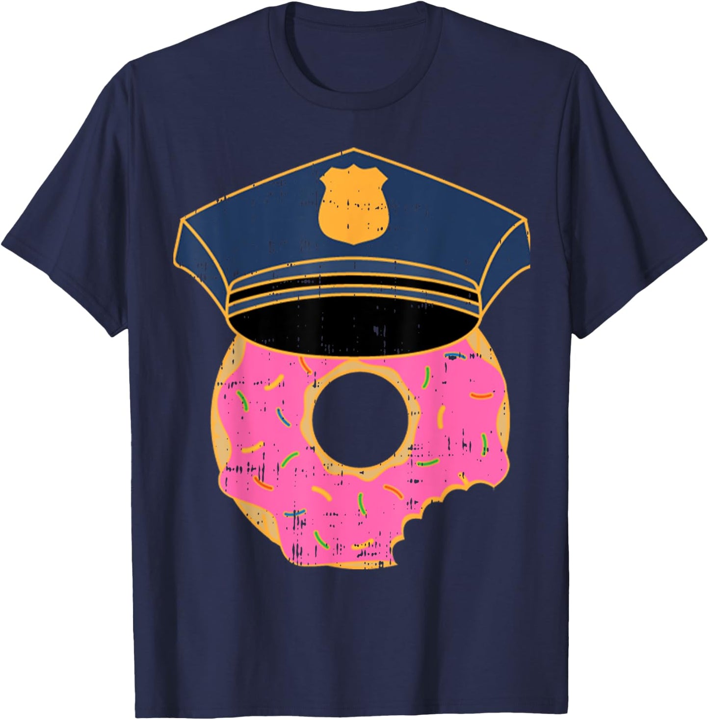 Donut Sprinkles Police Hat Cop Awesome Doughnut Food Gift T-Shirt - T-Shirt | Navy