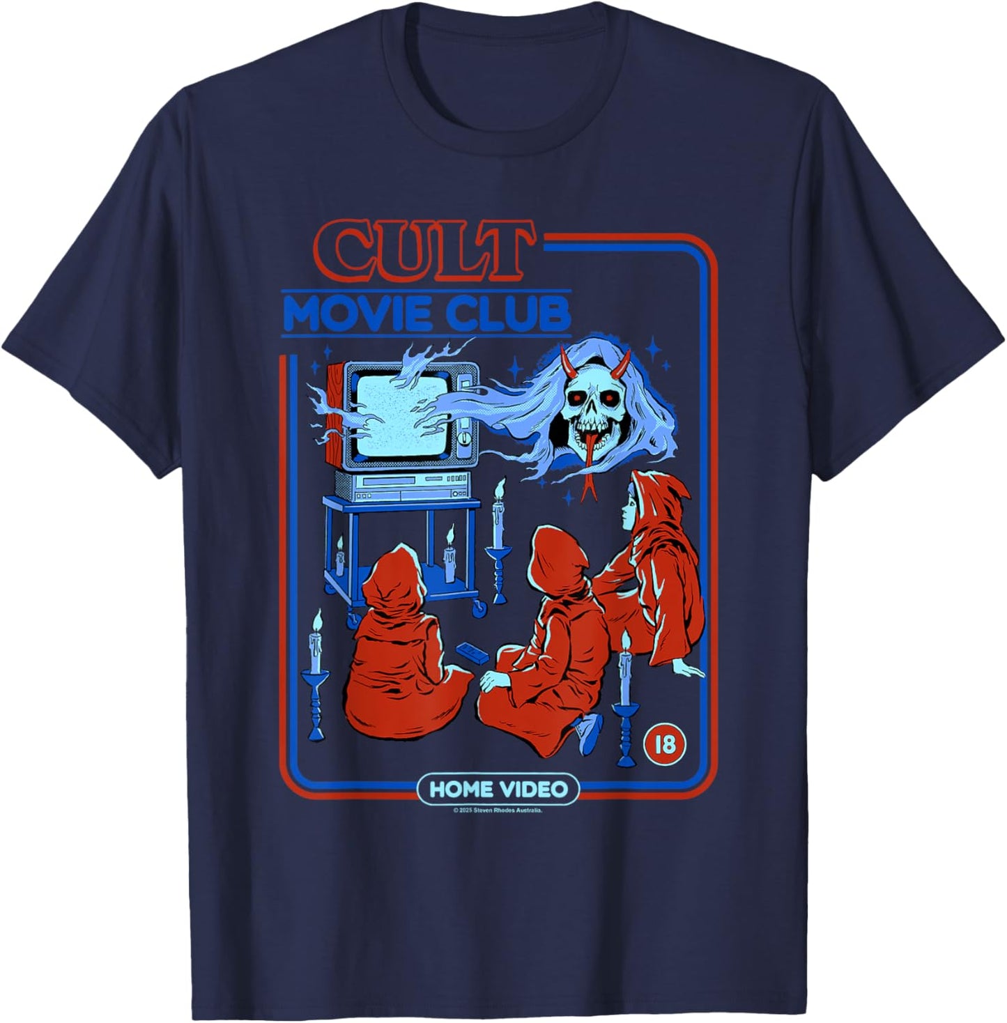 Cult Movie Club Poltergeist Retro Vintage Funny Adult Humor T-Shirt - T-Shirt | Navy