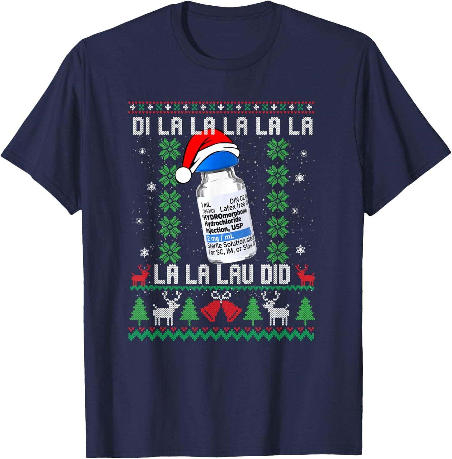 Funny Medical Worker Ugly Christmas Design T-Shirt - T-Shirt | Navy