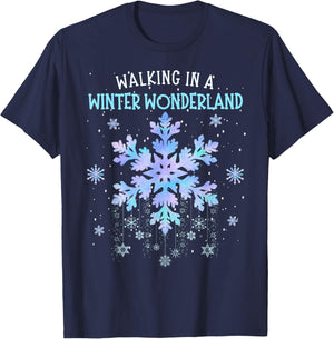 Let It Snow Xmas Winter Holidays Family Women Kids Walking In A Winter Wonderland Tie Dye Snowflake Christmas -Adults & Kids T-Shirt - T-Shirt | Navy