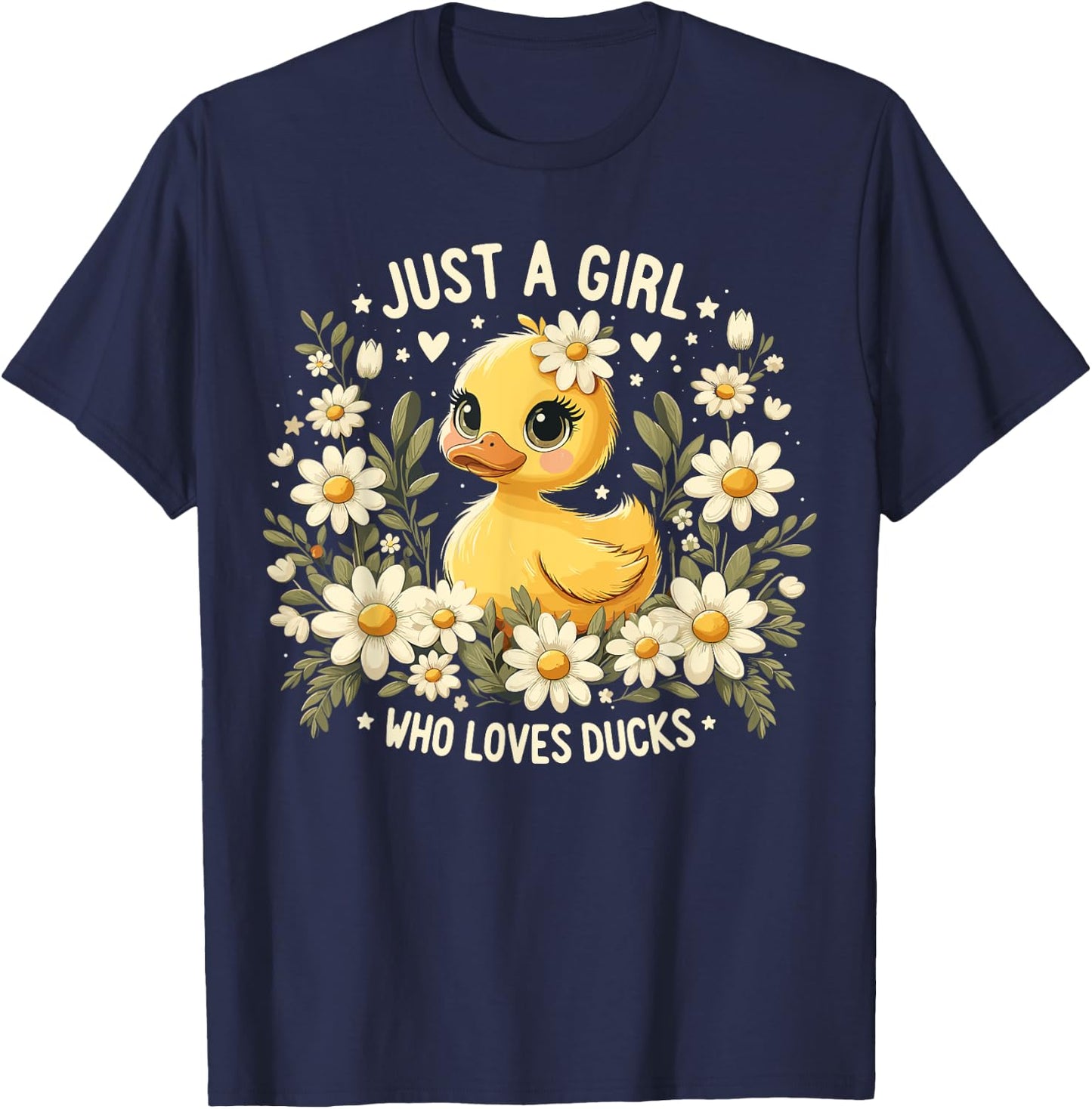 Just a Girl Who Loves Ducks Girl Cute Funny Duck T-Shirt - T-Shirt | Navy
