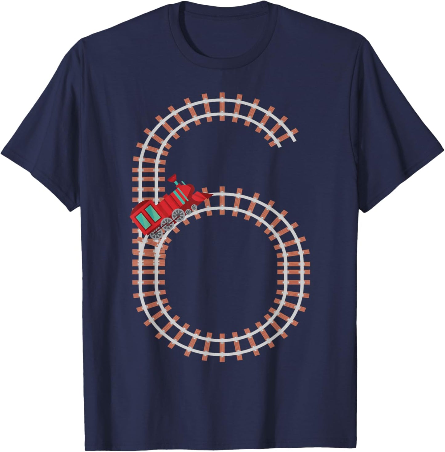 6th Birthday Train Railroad Themed Fun 6 Years Old Boy Train T-Shirt - T-Shirt | Navy