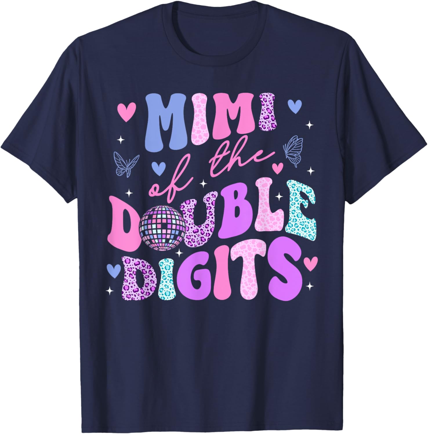 Mimi Of The Double Digits Daughter Groovy Mama Retro Theme T-Shirt - T-Shirt | Navy