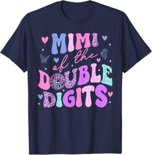 Mimi Of The Double Digits Daughter Groovy Mama Retro Theme T-Shirt - T-Shirt | Navy