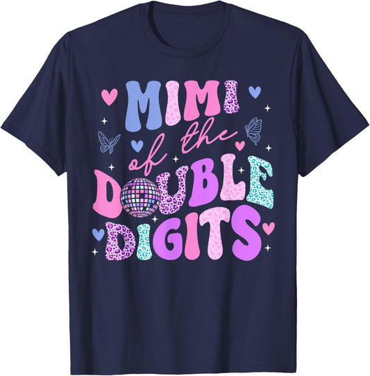 Mimi Of The Double Digits Daughter Groovy Mama Retro Theme T-Shirt - T-Shirt | Navy