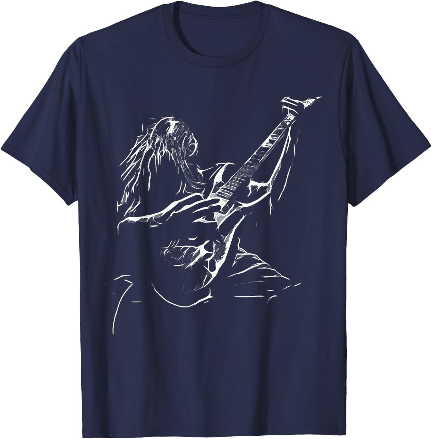 Heavy Metal Guitar Rocker Rock Star Music Rock and Roll T-Shirt - T-Shirt | Navy