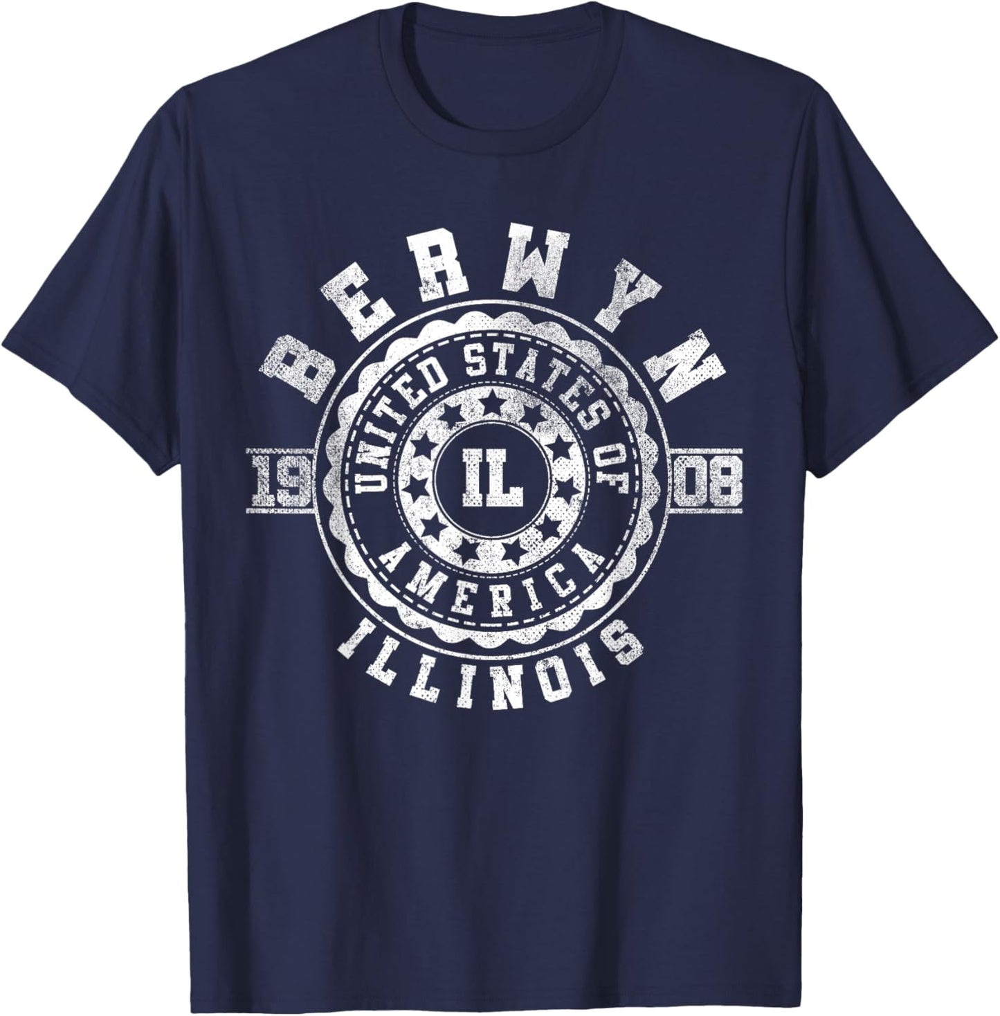 Berwyn IL | Illinois | Vintage City Apparels T-Shirt - T-Shirt | Navy