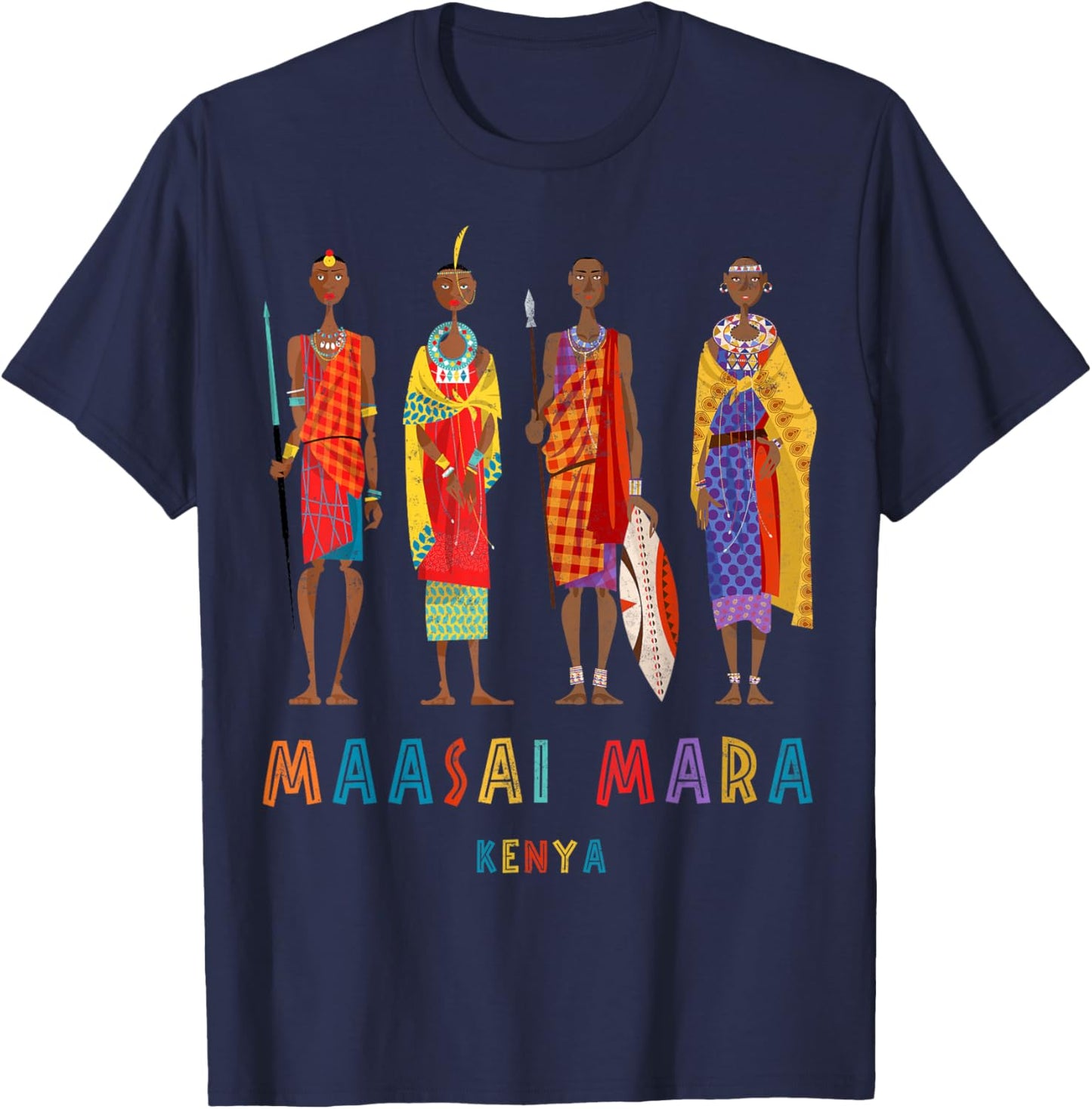 Travel Africa Kenya Map Nairobi Safari Maasai Mara Vacation T-Shirt - T-Shirt | Navy