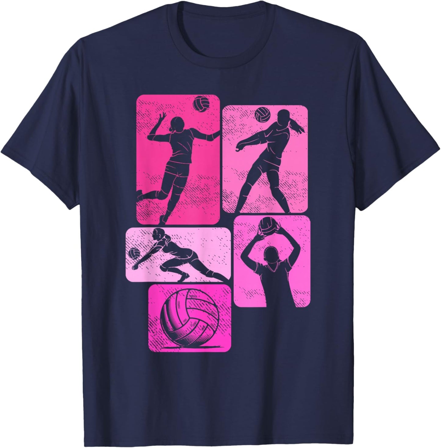 Volleyball Mom Life Player Women Teen Girls Game Day Pink T-Shirt - T-Shirt | Navy