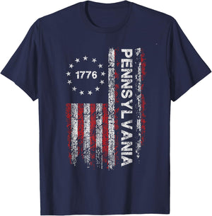 Pennsylvania State US Flag Vintage Women Youth T-Shirt - T-Shirt | Navy