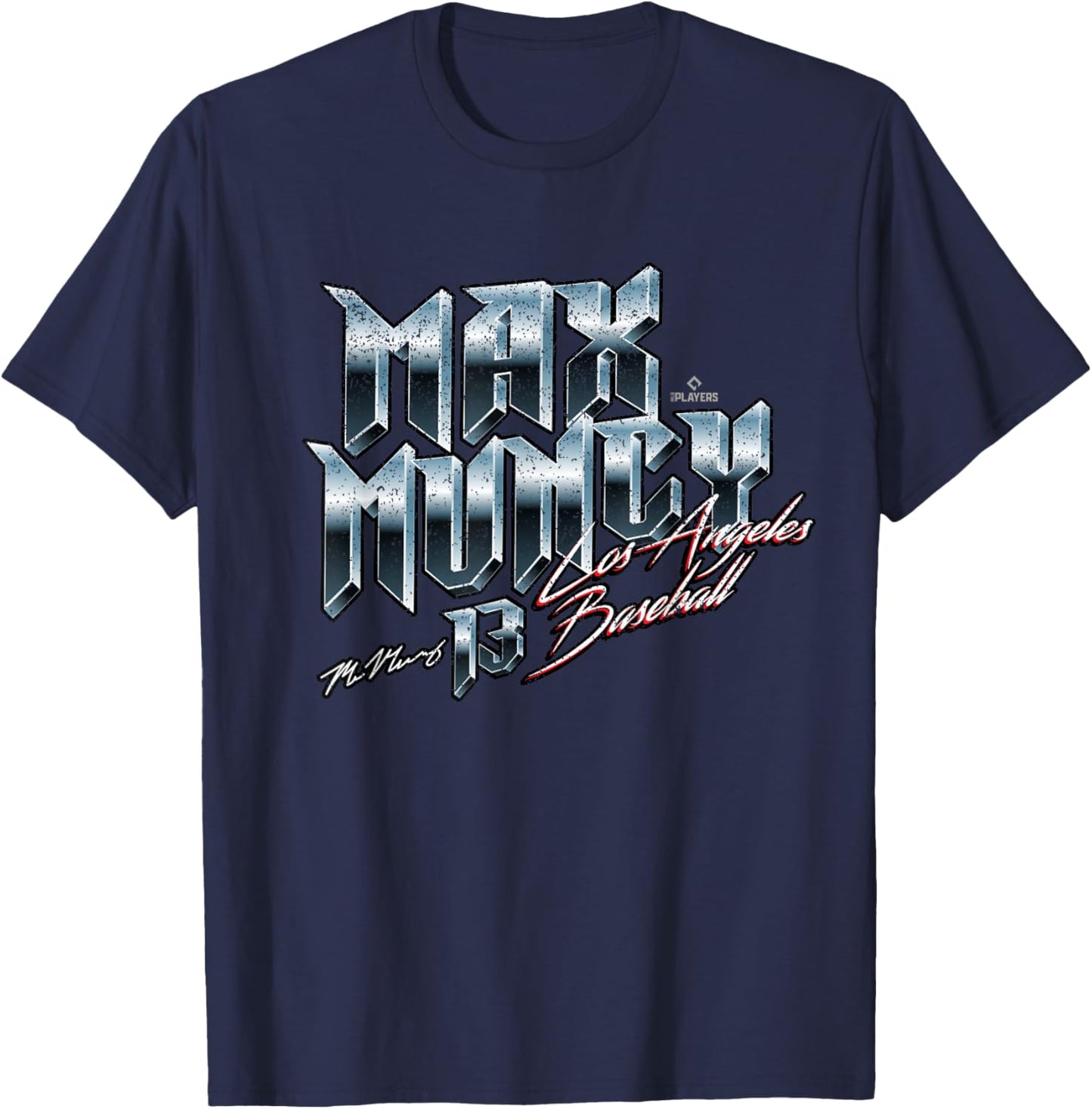 Max Muncy Los Angeles Baseball Heavy Metal MLBPA T-Shirt - T-Shirt | Navy