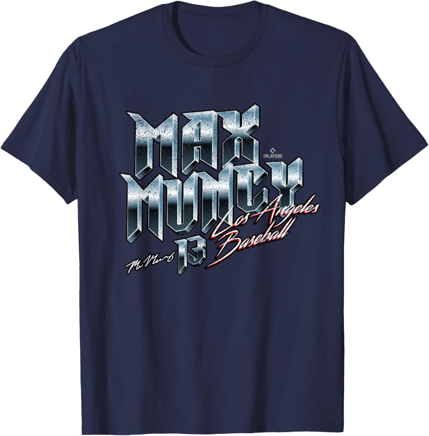 Max Muncy Los Angeles Baseball Heavy Metal MLBPA T-Shirt - T-Shirt | Navy