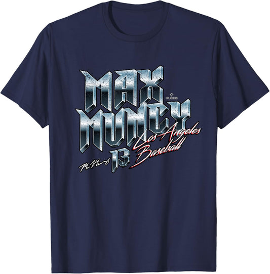 Max Muncy Los Angeles Baseball Heavy Metal MLBPA T-Shirt - T-Shirt | Navy