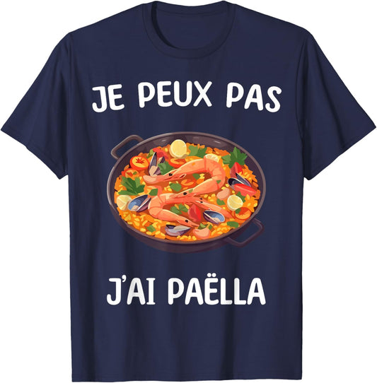 I Can't Have Paella , Black, S T-Shirt - T-Shirt | Navy