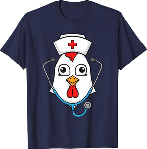 Cute Nurse Chicken Face Funny Fall Holiday Thanksgiving T-Shirt - T-Shirt | Navy