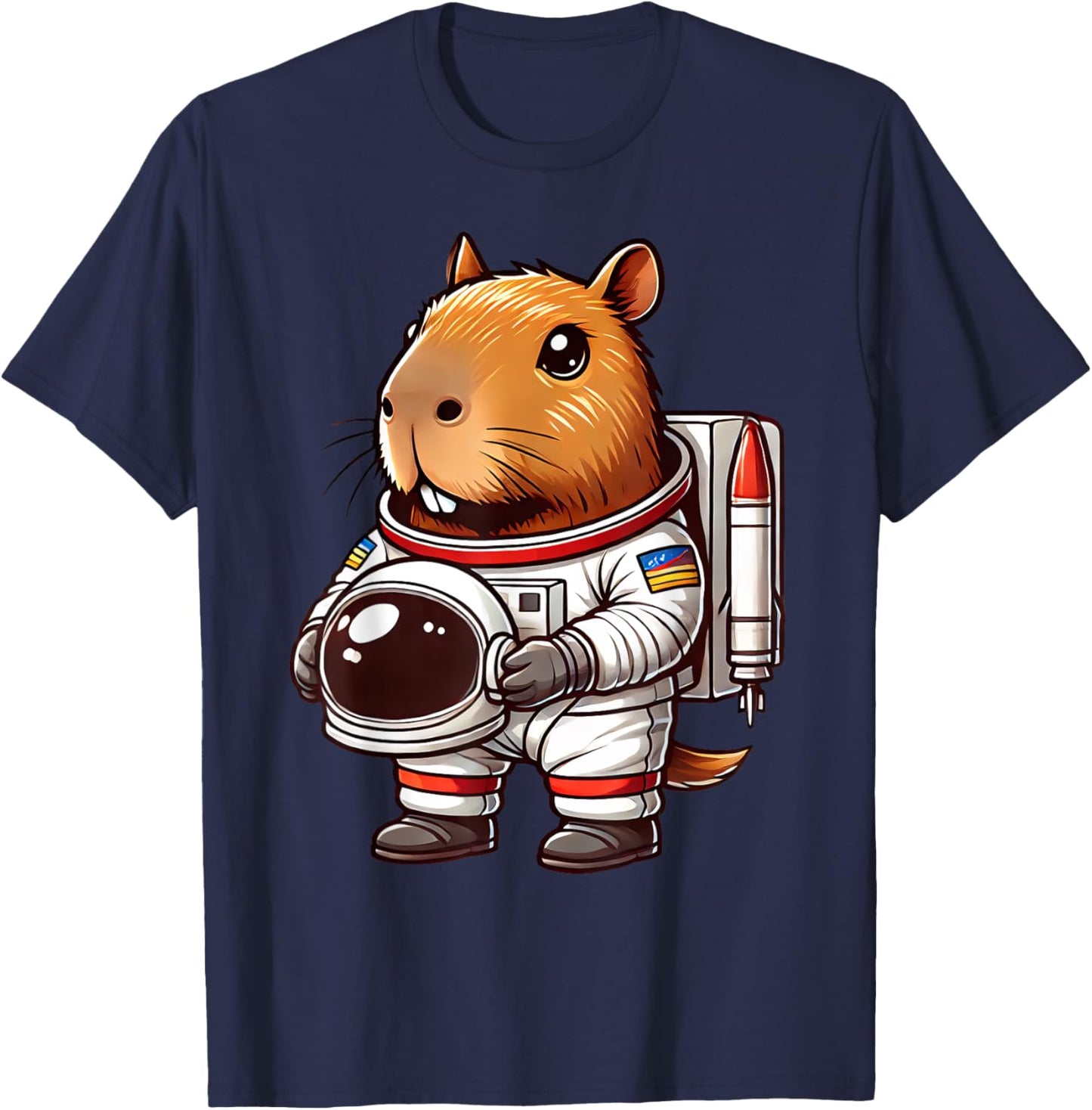 Funny Capybara Astronaut Space Men Women Kids T-Shirt - T-Shirt | Navy