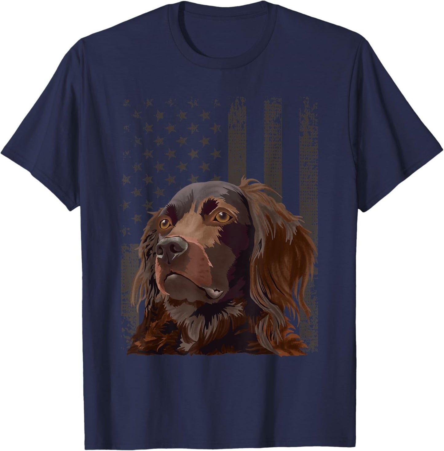 American Flag Boykin Spaniel 4th Of July T-Shirt - T-Shirt | Navy