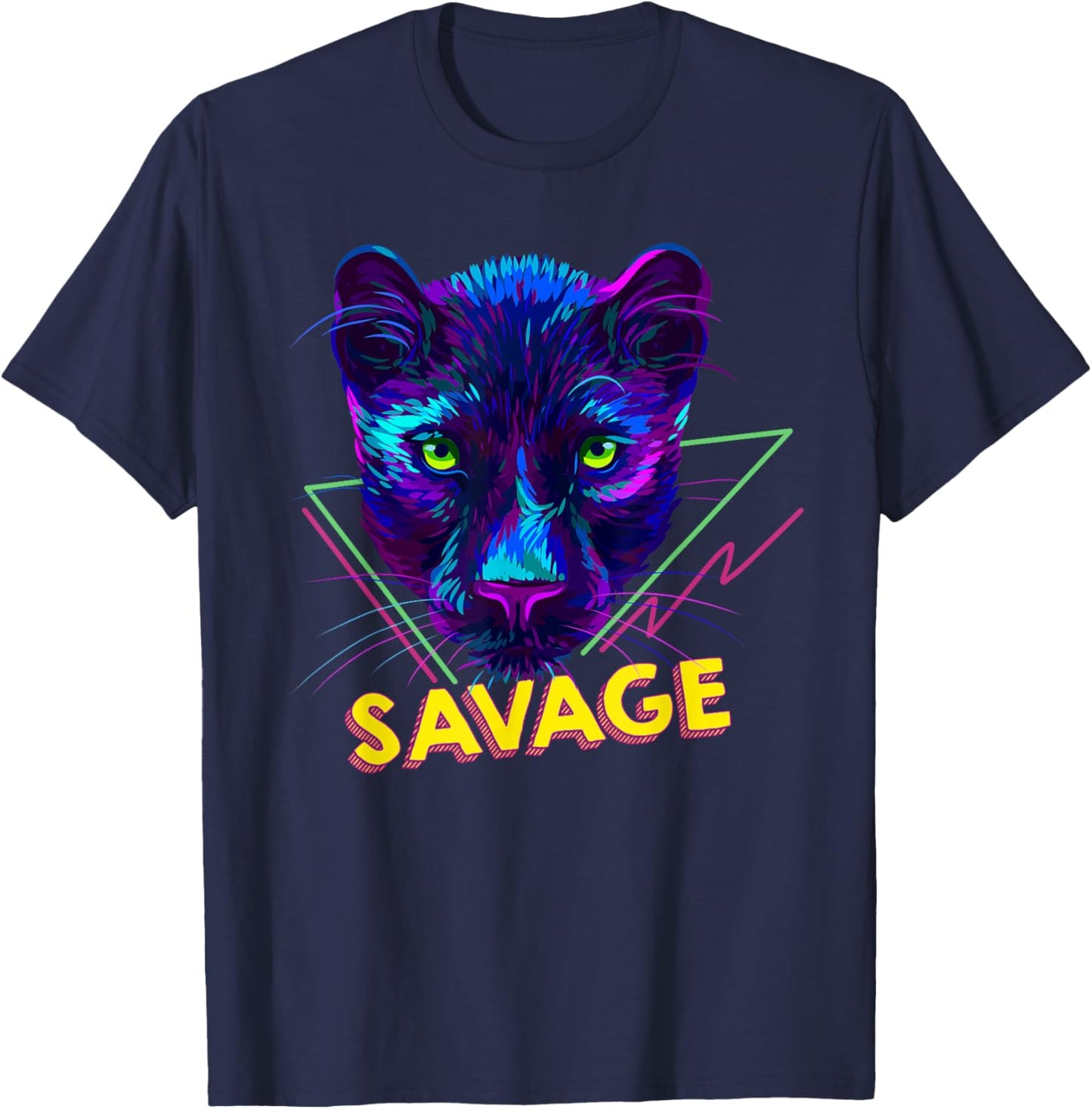 Savage - Abstract Multicolor Panther T-Shirt - T-Shirt | Navy