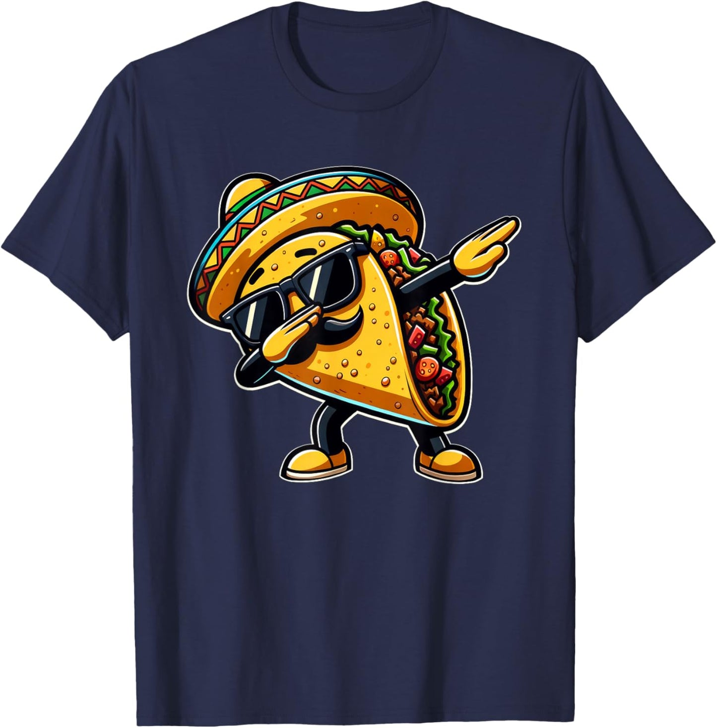Dabbing Taco Cinco de Mayo Funny Mexican Fathers Day T-Shirt - T-Shirt | Navy