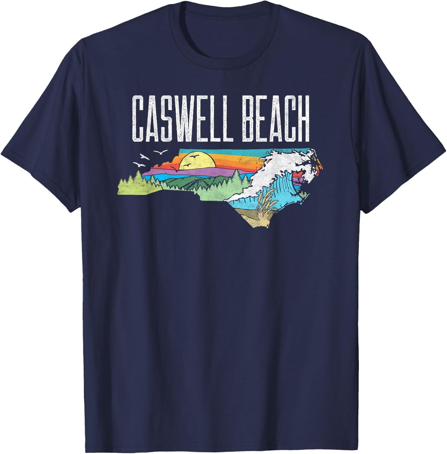 Caswell Beach State of North Carolina Outdoors Graphic T-Shirt - T-Shirt | Navy