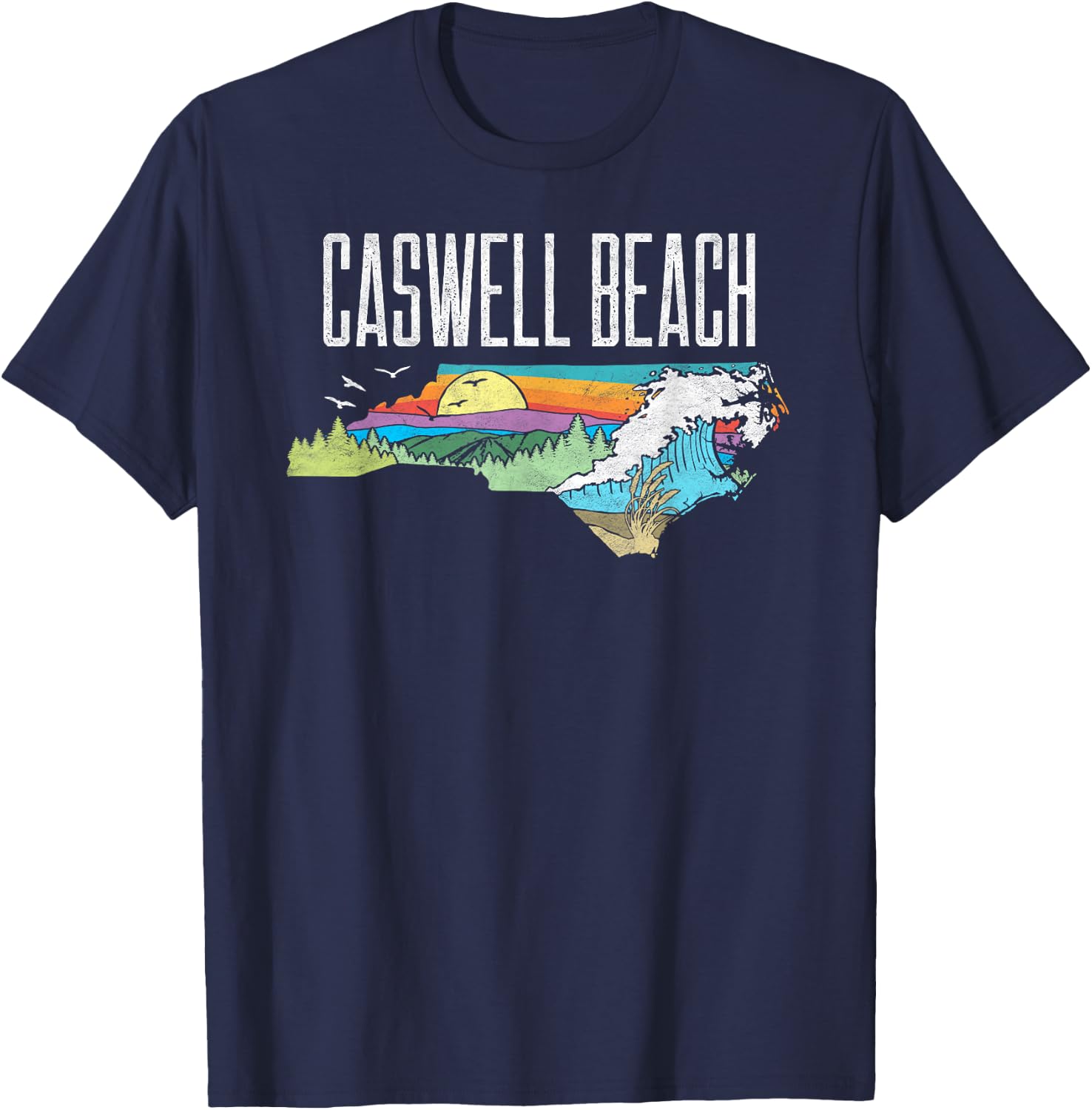 Caswell Beach State of North Carolina Outdoors Graphic T-Shirt - T-Shirt | Navy